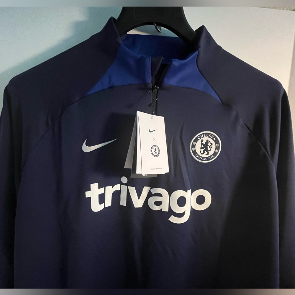 Nike Exclusive Chelsea Dri-Fit Strike Drill Stretch Active Top sz XL Navy/White - Picture 7 of 14